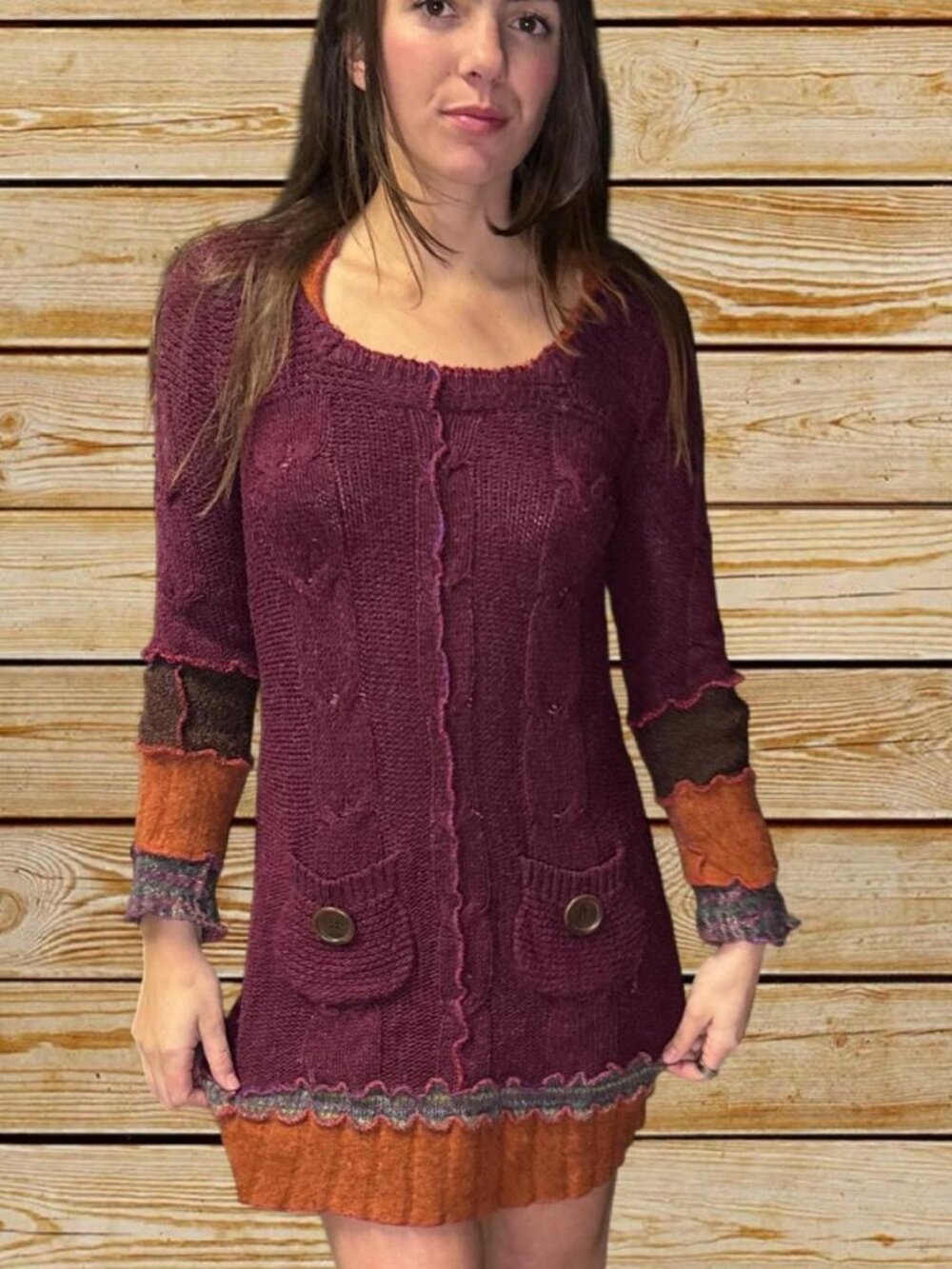 Women's Burgundy and Purple Dress - Katwise